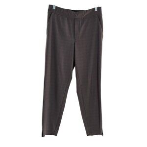 Athleta Woman's SZ 6 Brooklyn Plaid Ankle Pant‎ Brown Micro Plaid Side Stripe